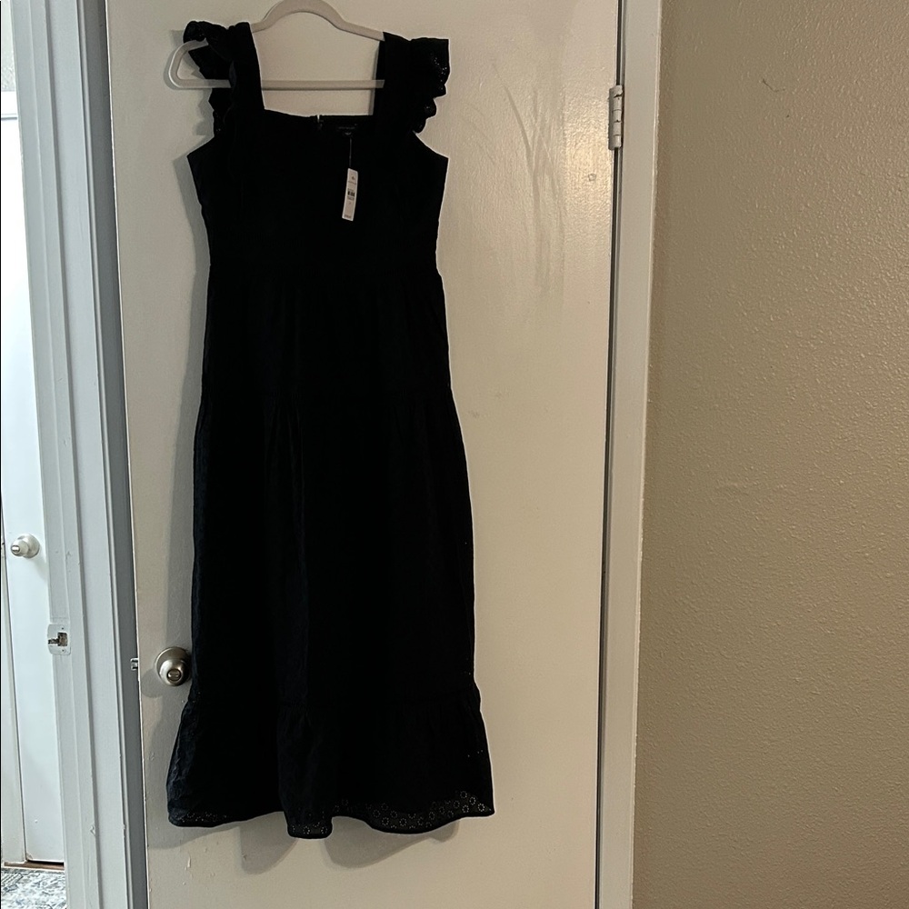 Ann Taylor Black Maxi Dress with Ruffle Straps